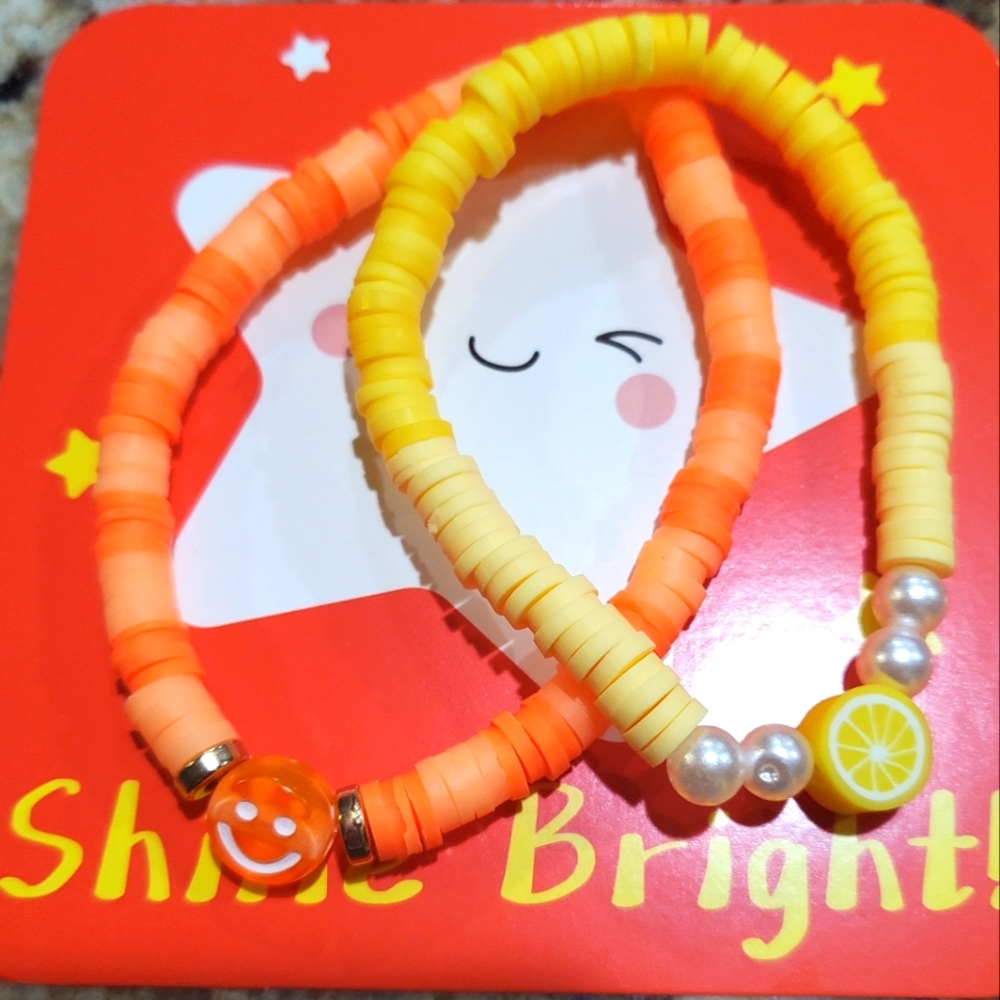 Clay bead handmade bracelet set!